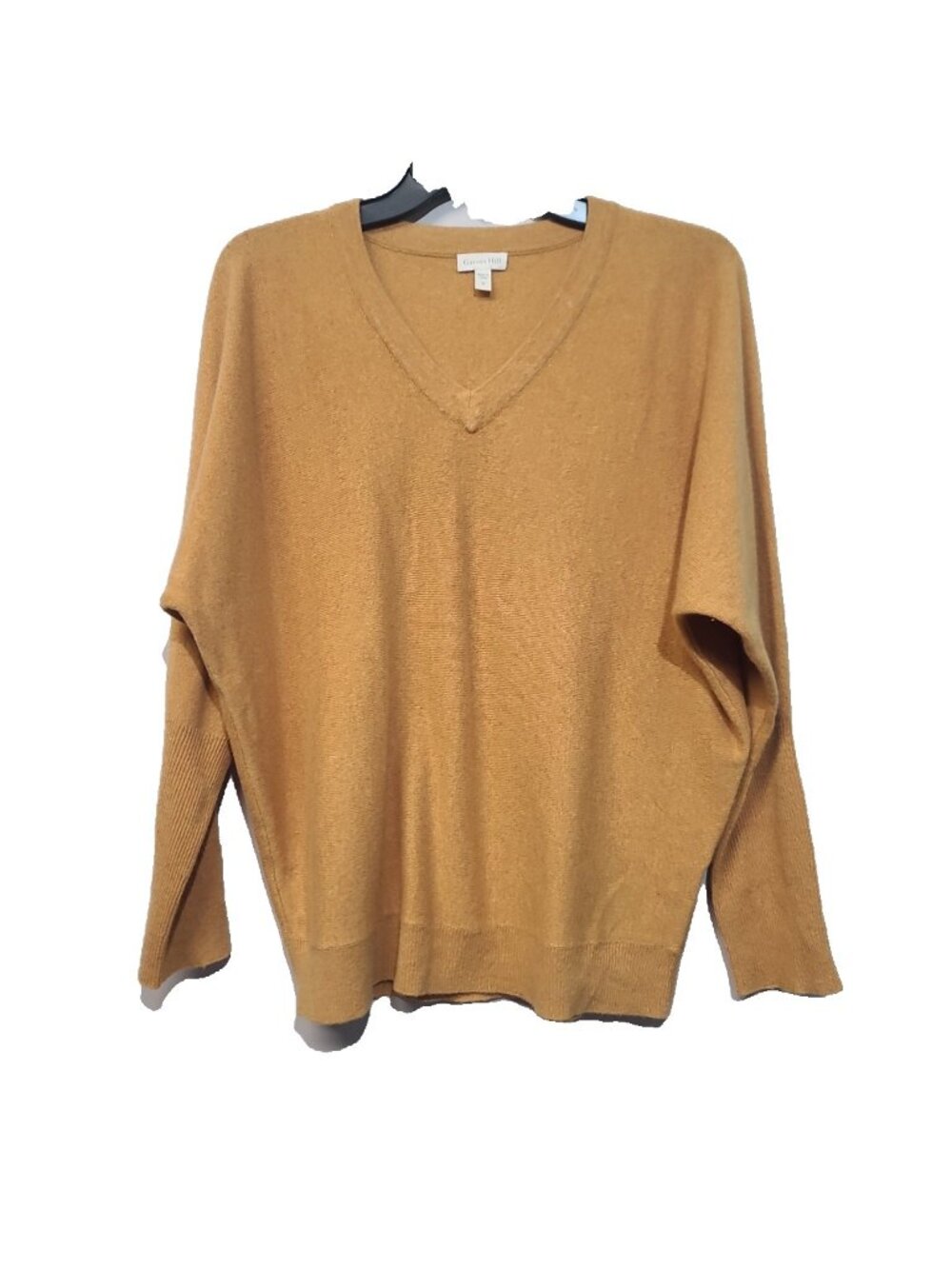 Garnet Hill Essential Cashmere V-Neck Pullover Size M Marigold